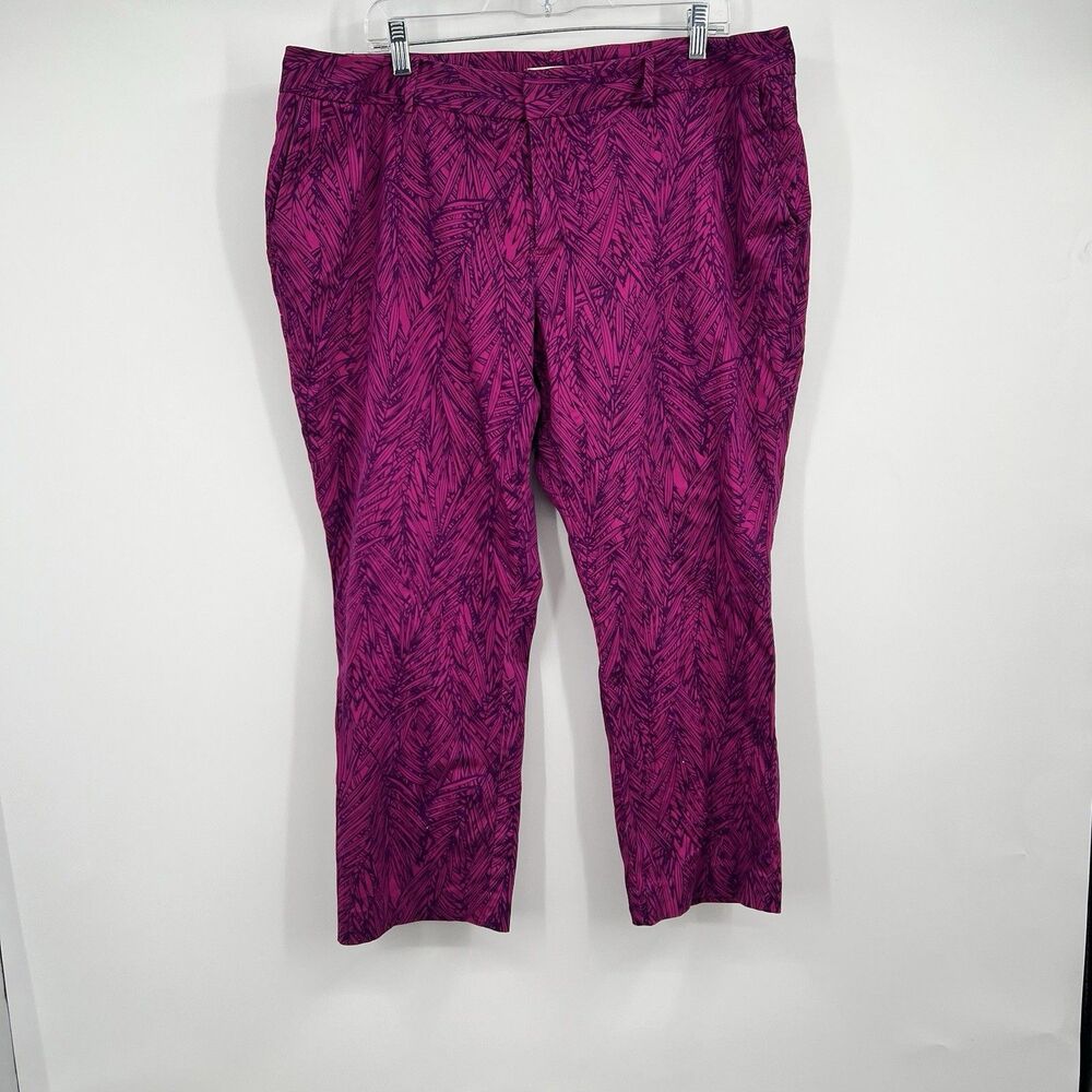 Womens Coldwater Creek 18 Natural Fit Capri Pants Pink Floral Hawaiian